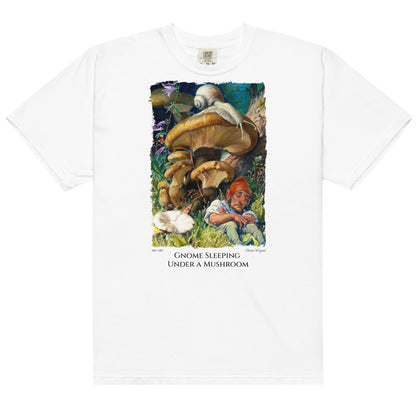 Gnome Sleeping Under a Mushroom - Fine Art T-Shirt