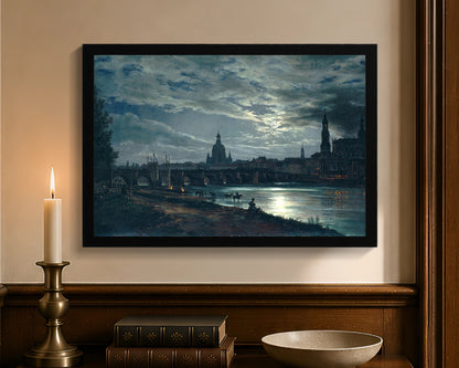 view of dresden by moonlight fc 12x18 black