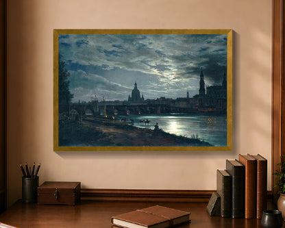 view of dresden by moonlight fc 16x24 gold