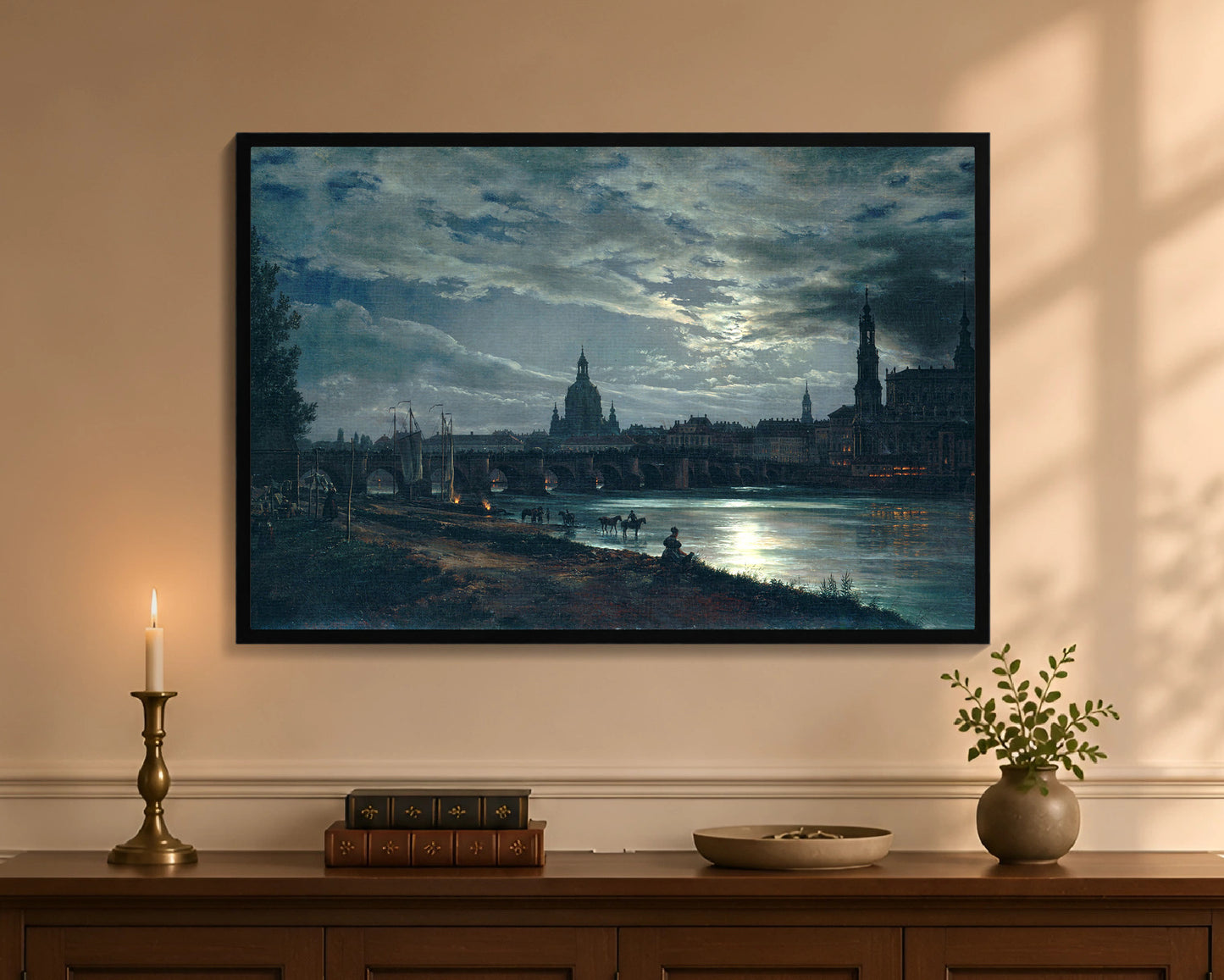 view of dresden by moonlight fc 24x36 black