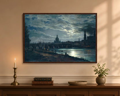 view of dresden by moonlight fc 24x36 brown