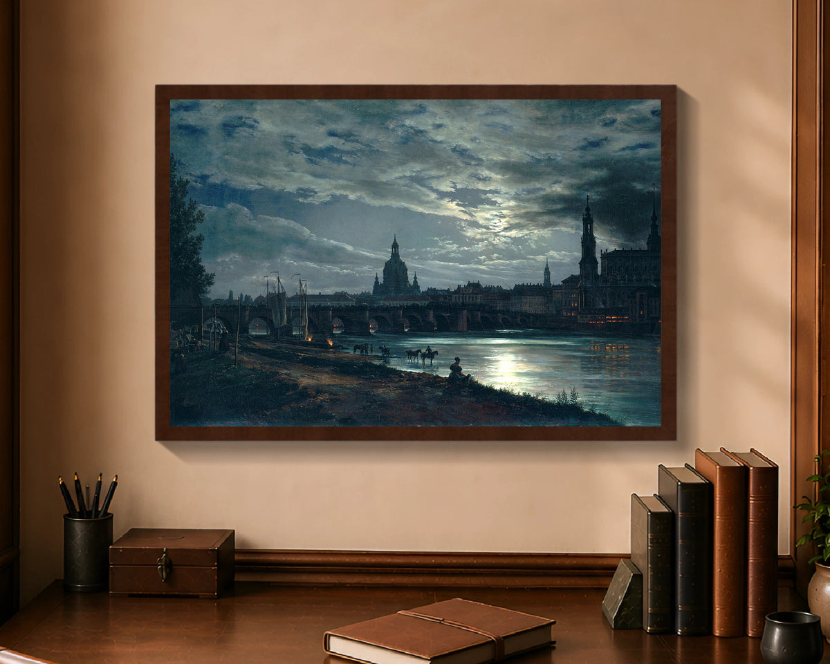 view of dresden by moonlight fp 16x24 brown
