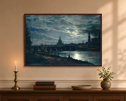 view of dresden by moonlight fp 24x36 brown
