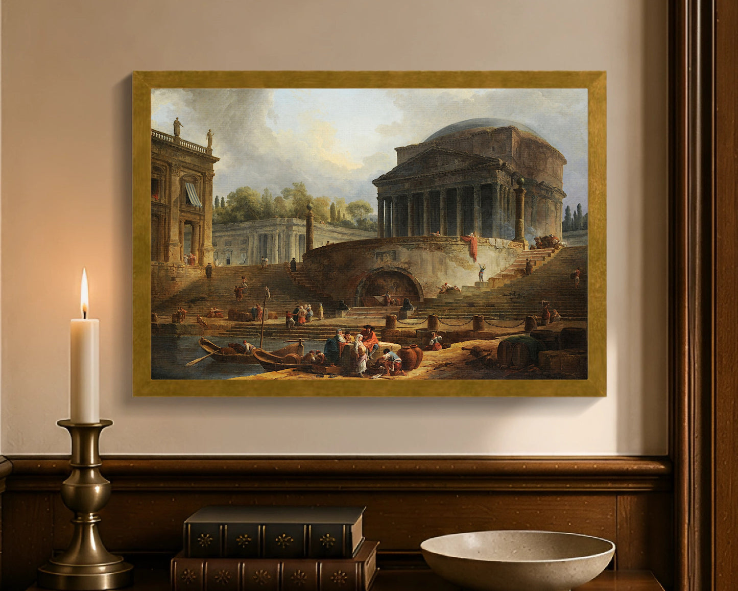 view of the port of ripetta fc 12x18 gold