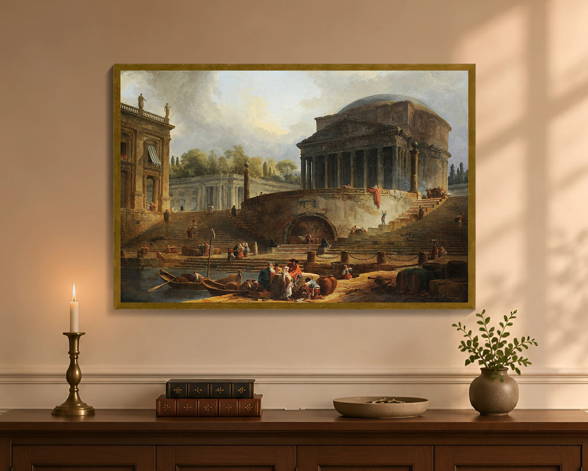 view of the port of ripetta fc 24x36 gold