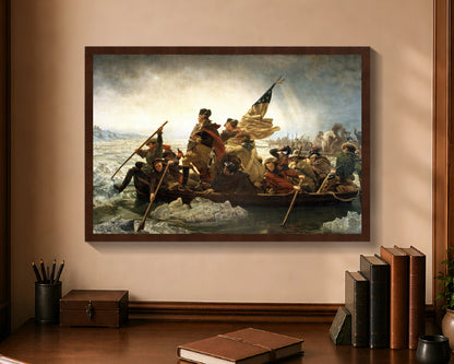 washington crossing the delaware fc 16x24 brown