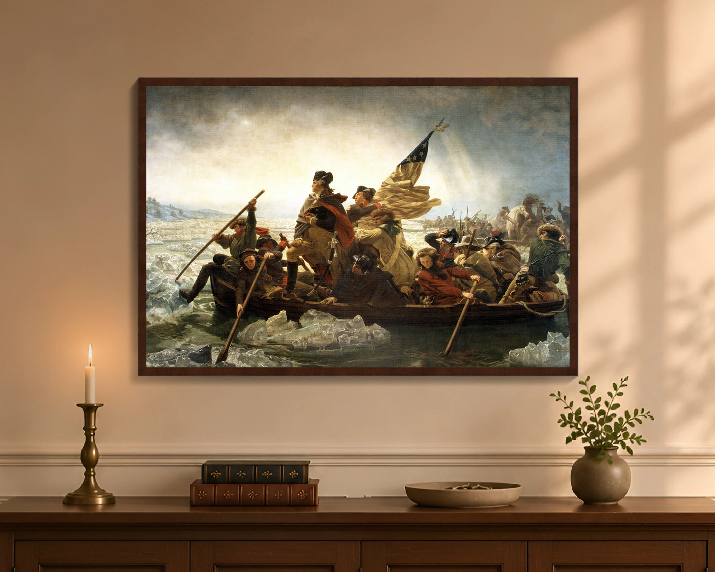 washington crossing the delaware fc 24x36 brown