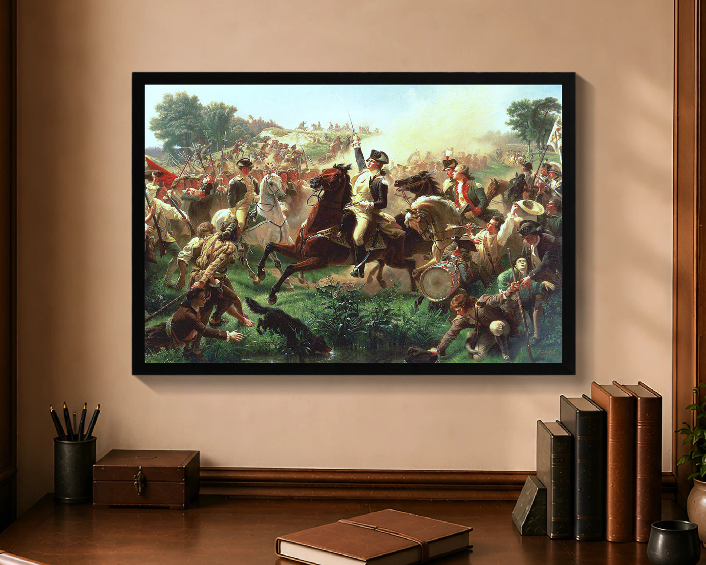 washington rallying the troops at monmouth fp 16x24 black